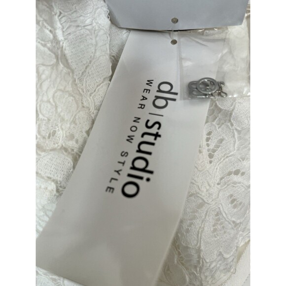 DB Studio Wedding Dress NWT Sz 10 Scalloped V-Neck Lace Bodice A-Line Soft White - Picture 12 of 16